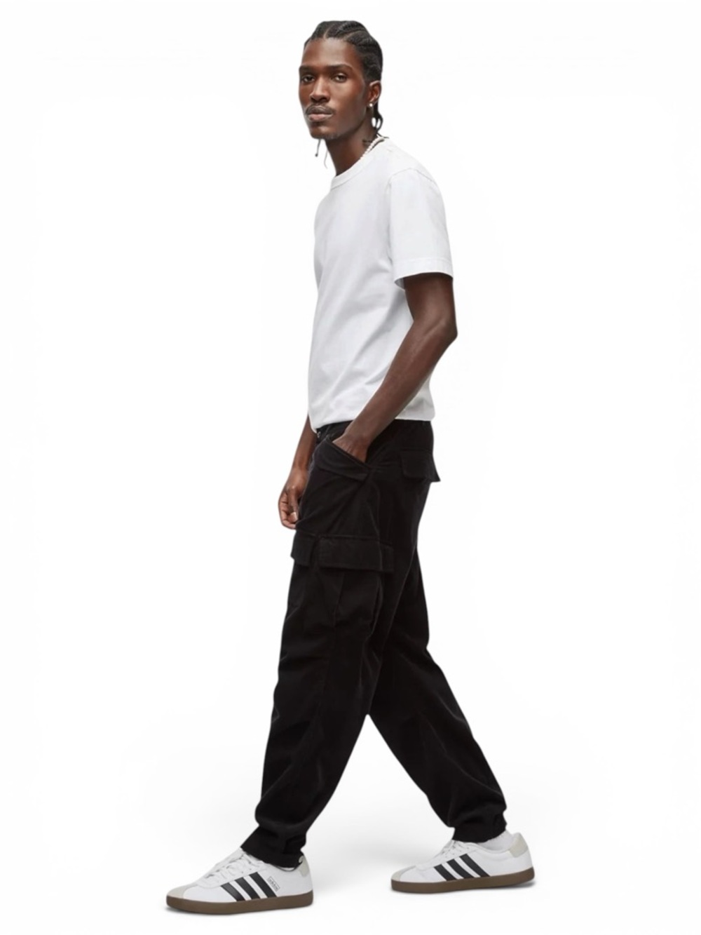 🆕 Mode of One - Mens Cotton Tapered Cargo Pants -  Black - Multi-Pocket Utility
